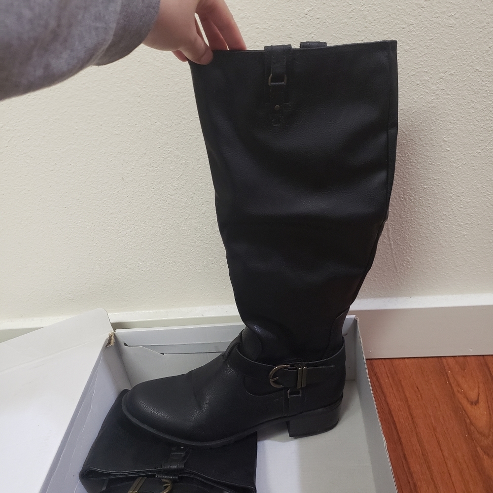 NWT Rampage Black Heeeled Leather Boots